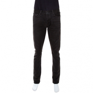 Pre Owned Tom Ford Dark Grey Corduroy Finish Cotton Slim Fit Trousers L