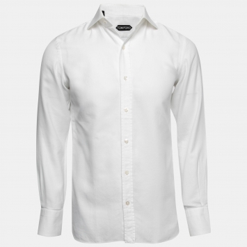 Pre Owned Tom Ford White Cotton Cutaway Collar Shirt M