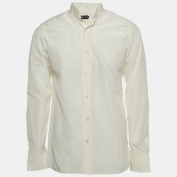 مملوكة مسبقًا Tom Ford Cream Cotton & Silk Long Sleeve Shirt M