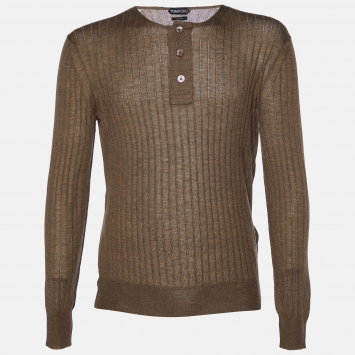 Pre Owned Tom Ford Brown Cashmere Knit Long Sleeve T-Shirt XL