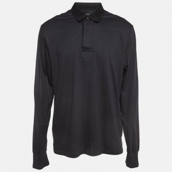 Pre Owned Tom Ford Black Jersey Long Sleeve Polo T-Shirt 4XL