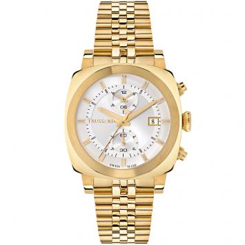 Pre Owned Trussardi Silver Gold Plated Stainless Steel Trussardi 1911 Men's Wristwatch 42MM