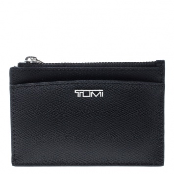 Pre Owned Tumi Black Leather Sinclair SLG Slim Card Case