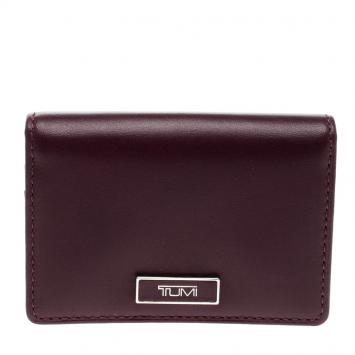 Pre Owned Tumi Burgundy Leather Card Case 
