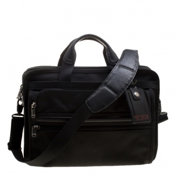 Pre Owned Tumi Black Nylon Expandable Portfolio Alpha Laptop Bag