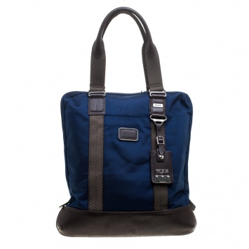 Pre Owned TUMI Blue/Brown Nylon Alpha Bravo Beaufort Tote
