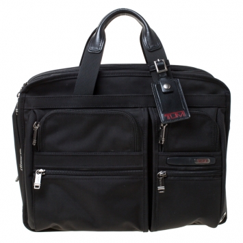 Pre Owned Tumi Black Nylon Alpha T-Pass Expandable Laptop Briefcase