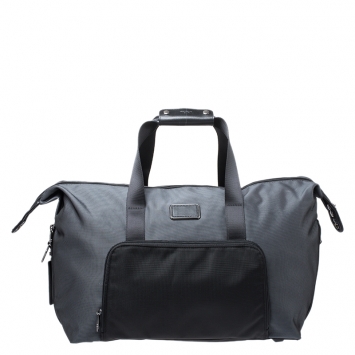 Pre Owned Tumi Grey/Black Nylon Alpha 2 Double Expansion Travel Duffel Bag