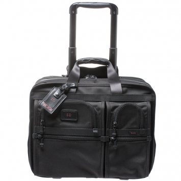 Pre Owned Tumi Black Nylon Alpha Deluxe Roller Briefcase