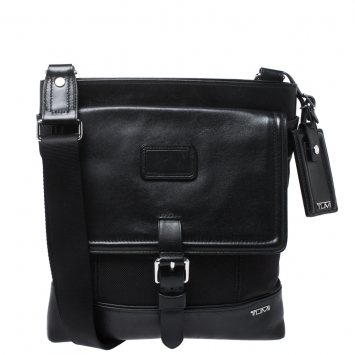 Pre Owned TUMI Black Nylon and Leather Messenger Bag