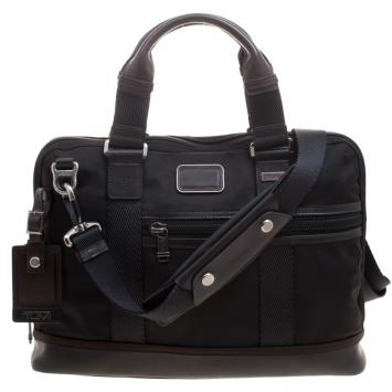 Pre Owned Tumi Black Canvas and Leather Alpha Bravo Earle Compact Brief