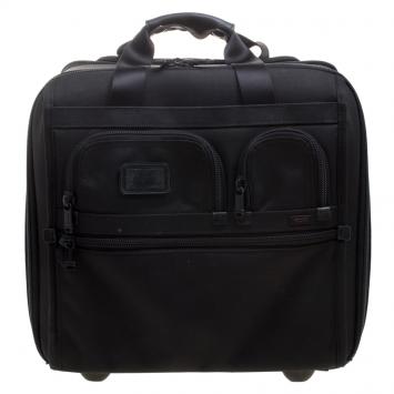Pre Owned Tumi Black Nylon Alpha Two Wheel Deluxe Brief Luggage