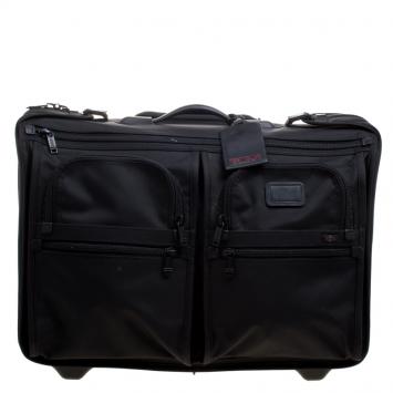 Pre Owned Tumi Black Nylon Carry On Garment Rolling Suitcase