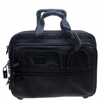 Pre Owned TUMI Black Nylon Two Wheel Alpha Brief with Laptop Case 