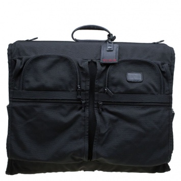 Pre Owned Tumi Black Nylon Tri Fold Garment Luggage Travel Bag