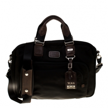 Pre Owned Tumi Black Nylon Briefcase Bag