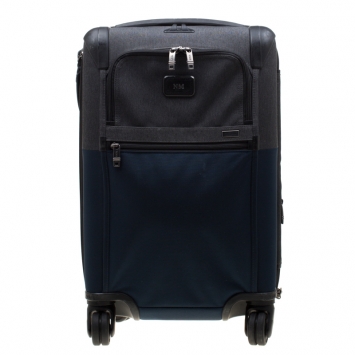 Pre Owned Tumi Blue/Grey Nylon Alpha II Continental Expandable 4 Wheeled Carry-On Luggage Bag