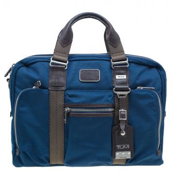 Pre Owned Tumi Blue Nylon Alpha Bravo McNair Slim Briefcase Bag