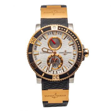 Pre Owned Ulysse Nardin Silver Maxi Marine Diver Titanium & Rose Gold Men's Watch 45MM