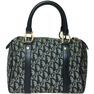 Pre Owned Dior Navy Diorissimo Trotter Small Boston Bag