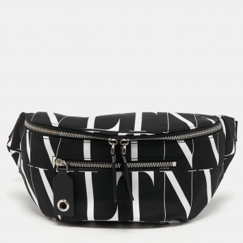 Pre Owned Valentino Black Nylon VLTN Times Belt Bag