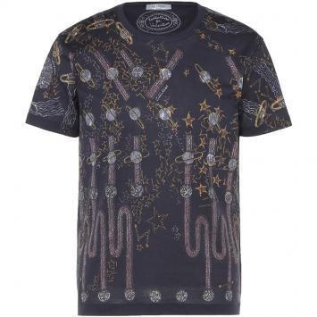 Pre Owned Valentino Cosmo Zandra Lunar Punk Printed Cotton Crew Neck T-Shirt XL