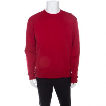 Pre Owned Valentino Rosso Cotton Rockstud Embellished Sweatshirt L