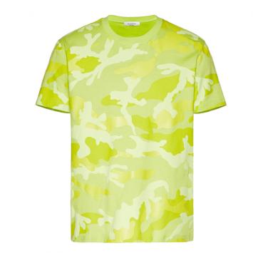 Pre Owned Valentino Green Cotton Camouflage Crew Neck T Shirt S