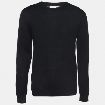 Pre Owned Valentino Black Wool Knit Crew Neck Sweatshirt L