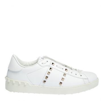 Pre Owned Valentino White Leather Rockstud Untitled Sneakers Size 41