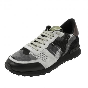 Pre Owned Valentino Multicolor Mesh Fabric Camouflage Rockrunner Sneakers Size 43