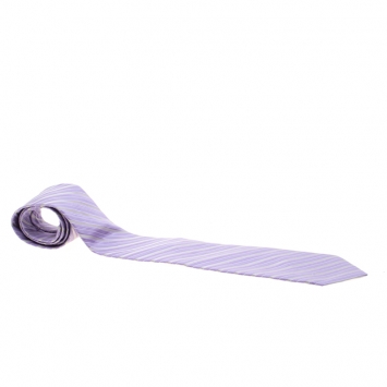 Pre Owned Valentino Purple and Grey Diagonal Striped Silk Tie 