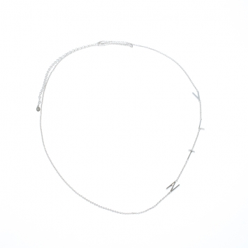Pre Owned Valentino VLTN Logo Detail Silver Tone Long Necklace 