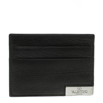 Pre Owned Valentino Black Leather Card Holder 