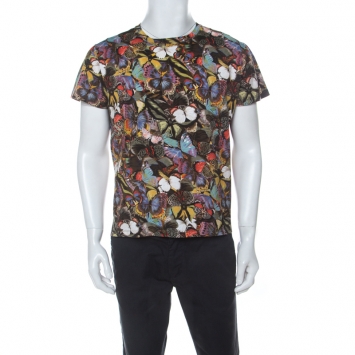 Pre Owned Valentino Multicolor Butterfly Print Cotton T-Shirt M