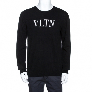 Pre Owned Valentino Black VLTN Knit Long Sleeve Sweater XL