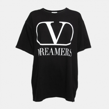 Pre Owned Valentino Black Cotton Vlogo Dreamers T-Shirt M