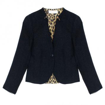 Pre Owned Valentino Black Jacket with Leopard Print Lining XL