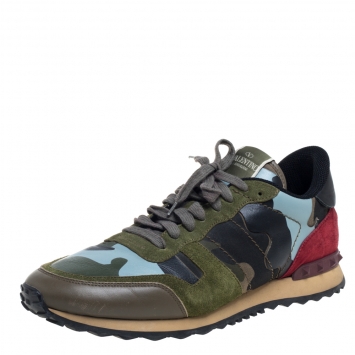 مملوكة مسبقًا Valentino Multicolor Leather And Suede Rockstud Sneakers Size 44