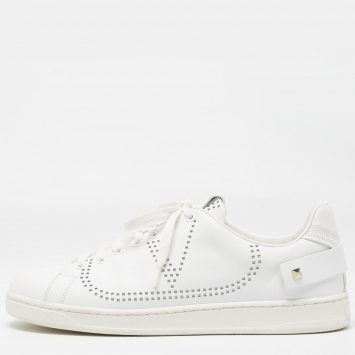 Pre Owned Valentino White Leather Backnet Sneakers Size 42