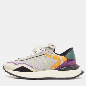 Pre Owned Valentino Multicolor Suede and Mesh Low Top Sneakers Size 44