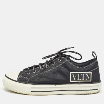 Pre Owned Valentino Black Mesh Giggies Sneakers Size 42.5
