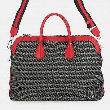 مملوكة مسبقًا Valextra Valextra K-Val My Logo Travel Bag Black/Red Canvas Leather