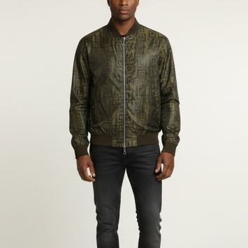 Pre Owned Versace Collection Green Printed Nylon Reversible Jacket XXL