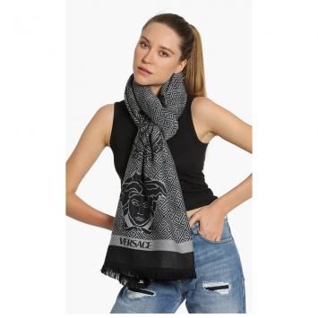 Pre Owned Versace Grey Versace Medusa Scarf