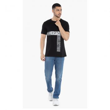 Pre Owned Versace Black Logo Graphic Print T-Shirt L