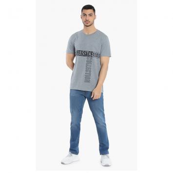 Pre Owned Versace Grey Logo Graphic Print T-Shirt XL