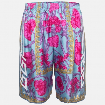 Pre Owned Versace Multicolor Printed Silk Shorts M