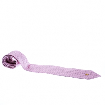 Pre Owned Versace Pink and Purple Floral Printed Silk Medusa Head Detail Traditional Tie