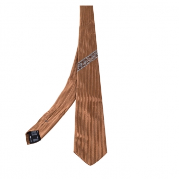 Pre Owned Versace Brown Medusa & Floral Motif Stripe Silk Tie